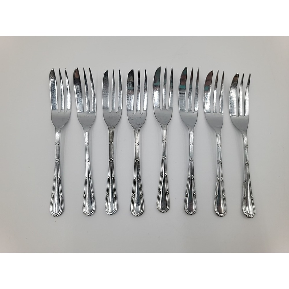 9pc‎ UNF 587 St Clair Chromium Plate Pastry Forks Flatware Fork Set